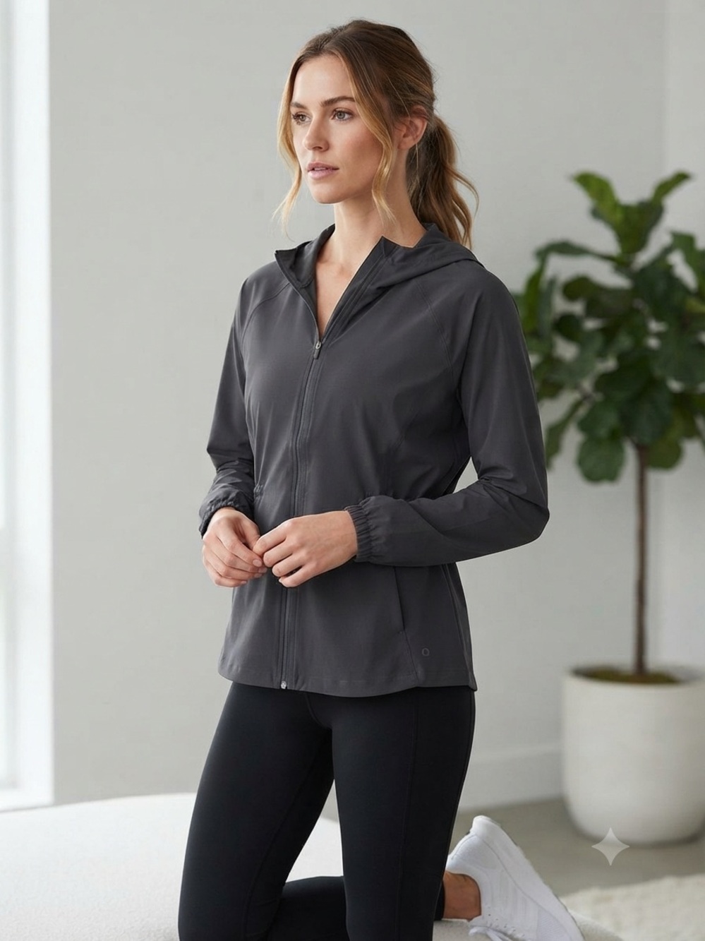 RBX Active Full Zip Hooded Jacket, Women’s Size Medium, Drawstring Waist
